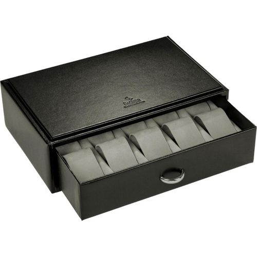 Uhrenetui für 10 Uhren, Schwarz, aus italienischem Leder, Germany