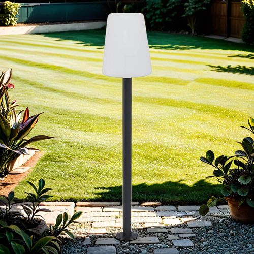 Stehlampe außen 128 cm klein IP44 Grau Weiß E27 Außenlampe Terrasse Wegeleuchte Garten