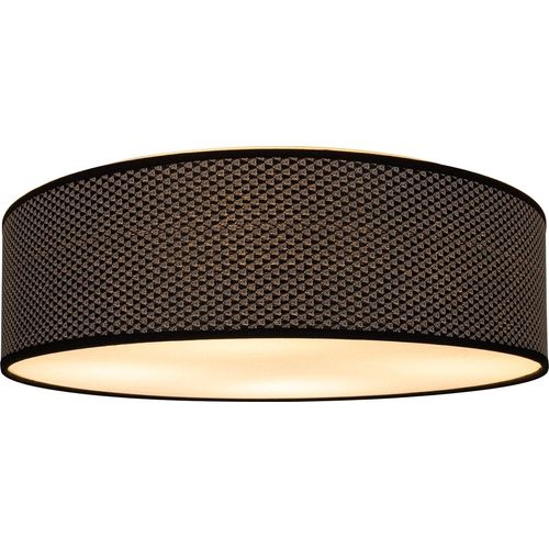 Deckenleuchte - Schwarz - Grau - Goldgelb - Ø 48 cm - Metall - Stoffschirm - 4-flammig