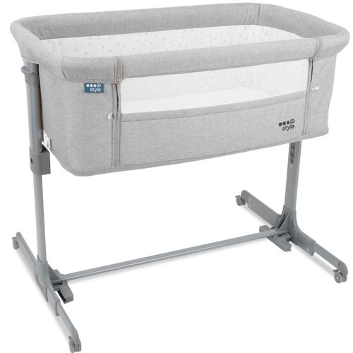 Babybett Kinderbett Beistellbett mit Schaukelfunktion inkl. Matratze Moskitonetz Transporttasche Höhenverstellbar Aluna Grau ib style®