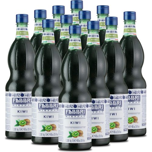 Food-United MIXYBAR-KIWI-FABBRI Sirup 12x1L PET-Flasche - sciroppo di kiwi Italien - Halal & Koscher - ohne Aroma- Farb- & Konservierungsmittel geeignet für Cocktails mit & ohne Alkohol & klare Spirituosen - oder auch für Limonade Eistee Schorlen, GVO-Fr