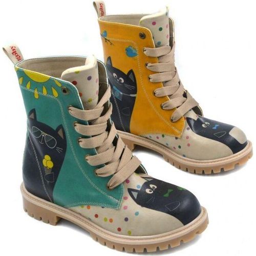 Damenschuhe Goby Schnürstiefeletten mit Katzen TMB1093 38