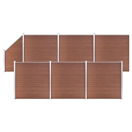 WPC Zaun-Set 6 Quadrate + 1 Schräge 1138x186 cm Braun , Drahtzäune Design 2024