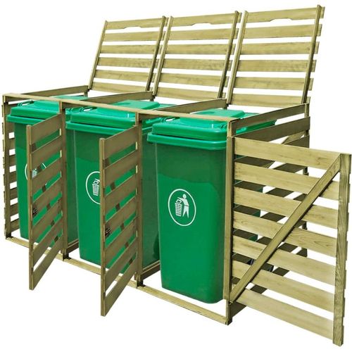 Mülltonnenbox für 3 Tonnen 240 L Imprägniertes Holz , Mülltonnenboxen Design 2024