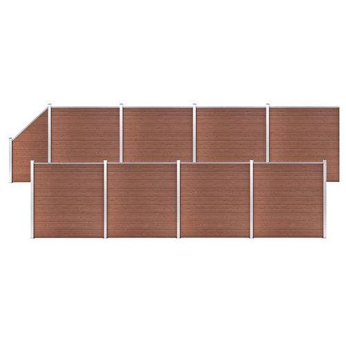 WPC Zaun-Set 8 Quadrate + 1 Schräge 1484x186 cm Braun , Drahtzäune Design 2024