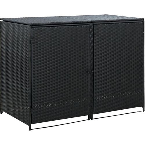 Mülltonnenbox für 2 Tonnen Poly Rattan Schwarz 148x80x111 cm , Geräteschuppen Design 2024
