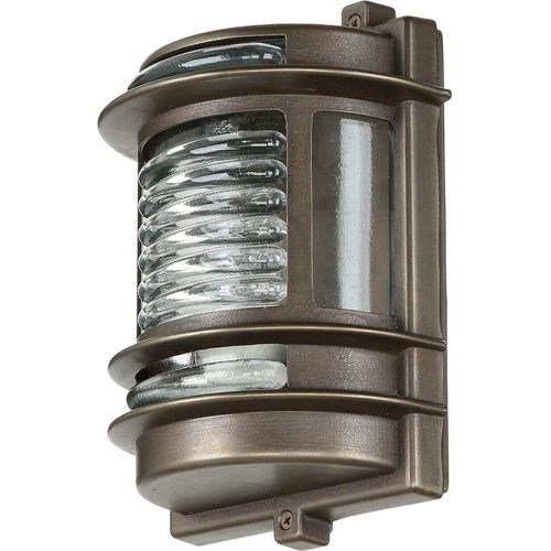 Wandleuchte außen Messing Glas IP64 E27 H: 22 cm Schwarz antik rostfrei Außenlampe Garten Haus