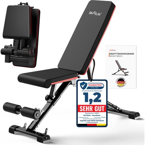 DH FitLife Hantelbank klappbar verstellbar | Schrägbank & Flachbank für Bankdrücken, Rückentrainer u. Bauchtrainer