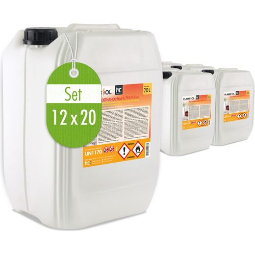 12x 20 L FLAMBIOL® Bioethanol 96,6% Premium für Ethanolkamin in Kanistern