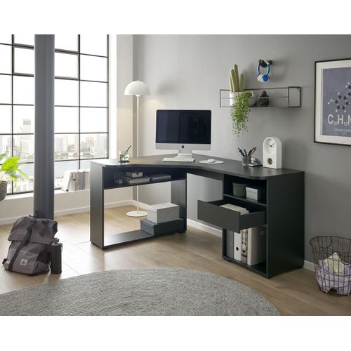Schreibtisch ></noscript>BC 3155< in Schwarz aus Holzwerkstoff E1 - 150x74x55cm (BxHxT)