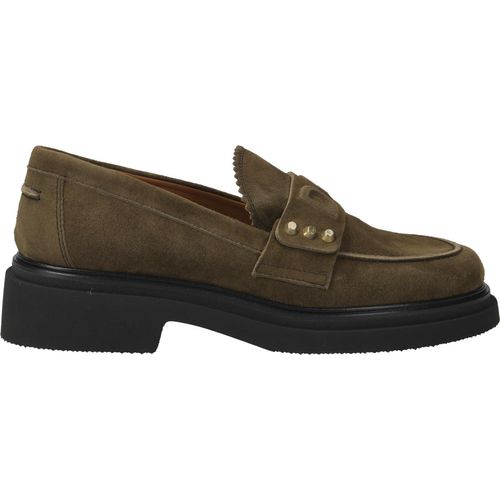 Donna Carolina Slipper & Mokassin MARY MILITARY, Rauleder, Grün, Damen