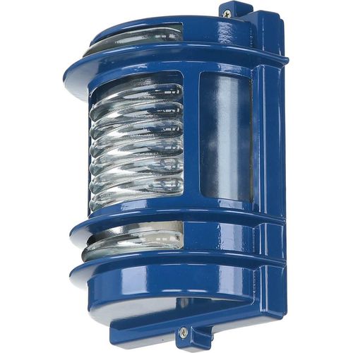 Wandlampe außen Messing Glas IP64 E27 H: 22 cm rostfrei Blau Außenleuchte Garten Eingang