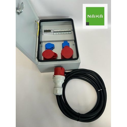 IP54 Metall Stromverteiler Wandverteiler CEE 32A 16A 2x230V mit Stromzähler mit Kabel 5m 94H-6
