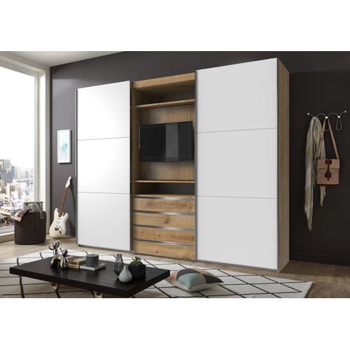 TV-Schrank ></noscript>MAGIC< in PLANKENEICHE + WEISS - 300x236x65cm (BxHxT)