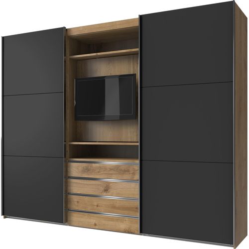 TV-Schrank ></noscript>MAGIC< in PLANKENEICHE NB + GRAPHIT - 300x236x65cm (BxHxT)
