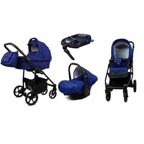 BabyLux® AIR | 4in1 Kinderwagen Bambimo | Sailor Blue | Kombikinderwagen | Kinderwagenset | Isofix-Basisstation + Buggy + Babywanne + Autositz / Auto-Babyschale