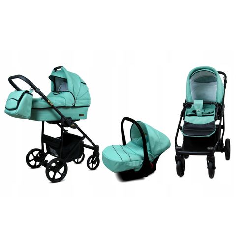 BabyLux® AIR | 3in1 Kinderwagen Bambimo | Sage | Kombikinderwagen | Kinderwagenset | Buggy + Babywanne + Autositz / Auto-Babyschale
