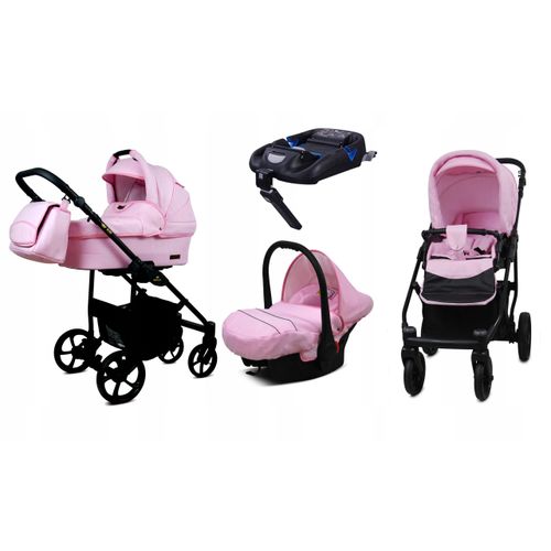 BabyLux® AIR | 4in1 Kinderwagen Bambimo | Sweet Pink | Kombikinderwagen | Kinderwagenset | Isofix-Basisstation + Buggy + Babywanne + Autositz / Auto-Babyschale