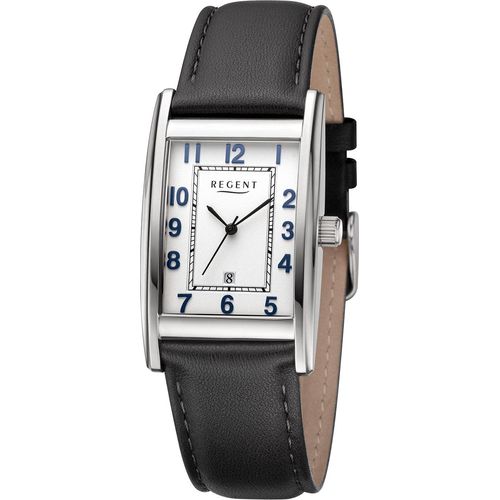 Regent Uhr Uni F-1518 Edelstahl, Leder, Schwarz