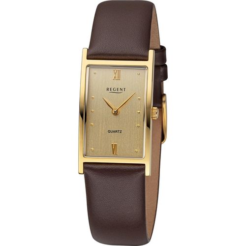 Regent Uhr Damen F-1509 Titan Gold plattiert, Leder