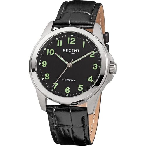 Regent Herren Uhr Lederarmband Leder Armbanduhr Analog schwarz URF1571