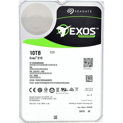 Festplatte Seagate 10Tb ST10000NM0086 256Mb Cache 7200Rpm Sata III 3.5'' Zoll Exos X10