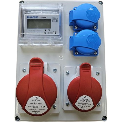 Wandverteiler Stromverteiler CEE 2x16A 2x230V Schuko mit Stromzähler LCD ROS-I1601A/S 99H-1