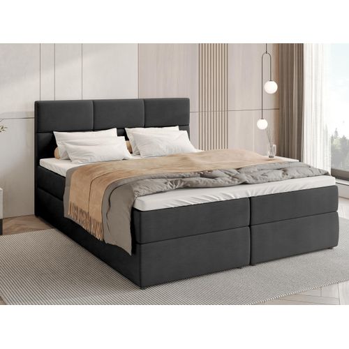 BroMARKT Boxspringbett BOSTON mit 2 Bettkasten, Bonell-Matratze, Polsterbett, Bett (Anthrazit, Cosmic 100, 140 x 200 cm)