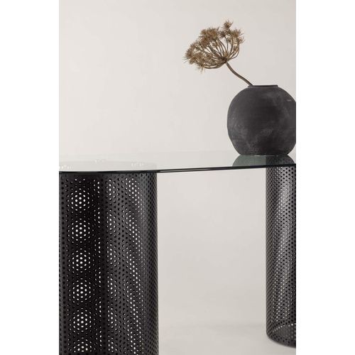 Glasgow Esstisch 100x200cm Glas schwarz.