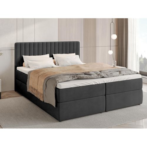 BroMARKT Boxspringbett DREAM mit 2 Bettkasten, Bonell-Matratze, Polsterbett, Bett (Anthrazit, Cosmic 100, 160 x 200 cm)
