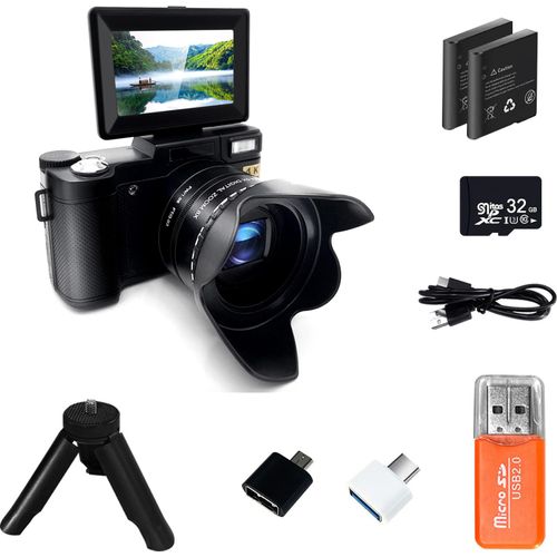 Fine Life Pro 4K Digitalkamera, 48MP Fotokamera mit 3,0 Zoll Bildschirm, Kompaktkamera mit 8x Digitalzoom und 5x optischem, 32 GB TF-Karte