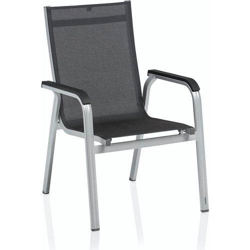 Kettler Stapelsessel BASIC+ PREMIUM, Aluminium Silber / Outdoorgewebe Lakritz