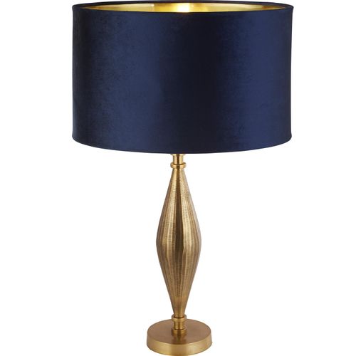 Zeitgenössische Schreibtischlampe Rye Brass 1 Fabric Blue Light E27