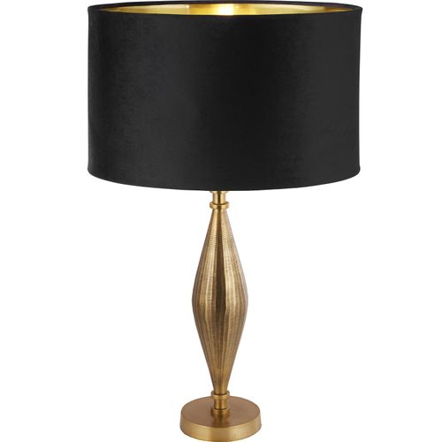 Zeitgenössische Schreibtischlampe Roggen Messing Stoff Schwarz 1 Licht E27