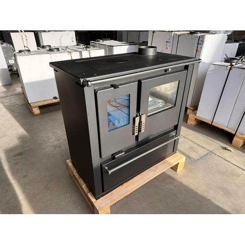 EEK A+ - Verso CS Plus Inox Küchenofen Kaminofen Holzherd 7.7 kW - Schwarze Seitenteile