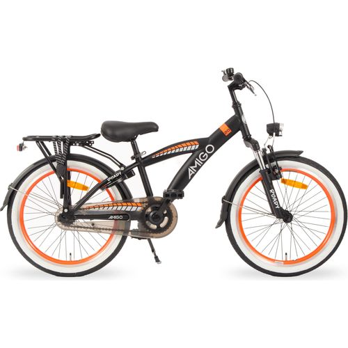 AMIGO Kinderfahrräder Jungen Roady 20 Zoll 27,5 cm Jungen Rücktrittbremse Schwarz/Orange