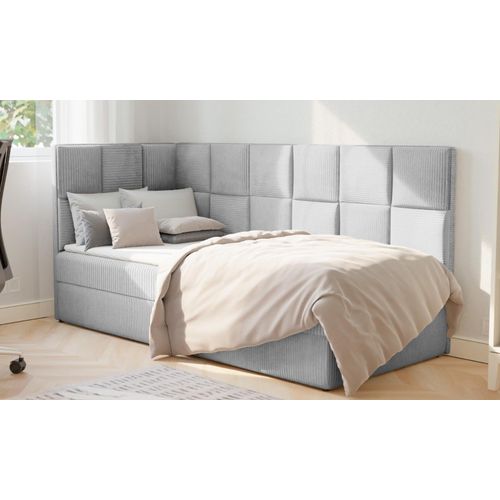 GREKPOL Boxspringbett Kinderbett Jugendbett Juniorbett Cosmo 100x200cm mit Einzelmatratze und Topper, Poso 110, Topper: Visco