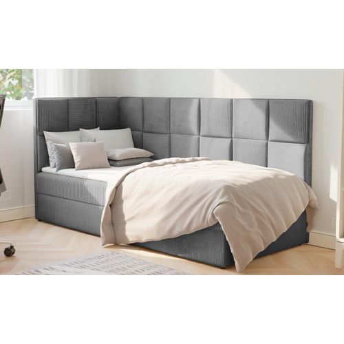 GREKPOL Boxspringbett Kinderbett Jugendbett Juniorbett Cosmo 90x200cm mit Einzelmatratze und Topper, Poso 60, Topper: Visco