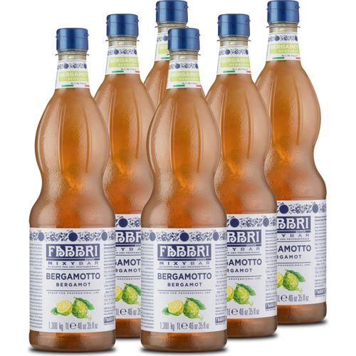 Food-United FABBRI MIXYBAR Bergamotte Sirup 6x1L PET-Flasche - Sirup hergestellt Bergamotten-Zitrusfrüchten in Italien bekannt auch als sciroppo di bergamotto – für klarr helle Spirituosen - ohne Aroma- Farb- & Konservierungsmittel perfekt für Vodka Gin