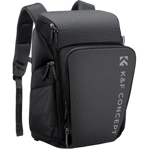 K&F CONCEPT KF13.128V3 25L Kamerarucksack, Foto-Aufbewahrungstasche, seitlich offen, erhaeltlich fuer 15,6-Zoll-Laptops mit Trolley-Gurt, Regenschutz und flexiblen Trennwaenden, kompatibel mit 16-Zoll-MacBook Pro/Canon/Nikon/Sony/digitale Spiegelreflexkamera/Objektiv/Stativ/Wasserflasche