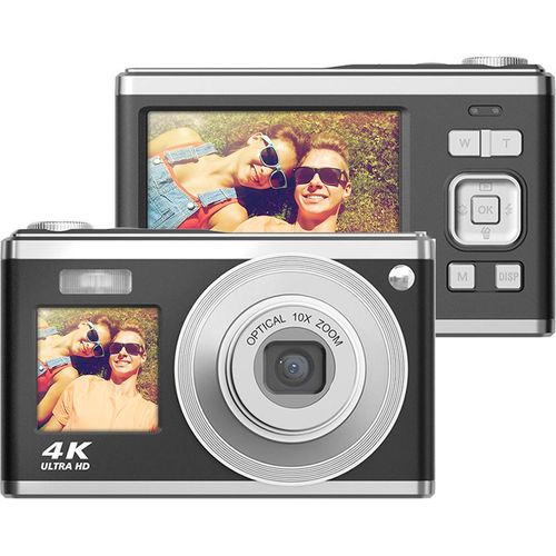 Andoer 2,88 Zoll tragbare Digitalkamera, Kompaktkamera, 60 MP, 4K Ultra HD, 16-facher Zoom, Autofokus, Selbstausloeser, Anti-Verwackelung, mit 2 Stueck Batterien, 32 GB Speicherkarte, tolles Geschenk fuer Kinder, Jungen, Maedchen, Erwachsene, Teenager, Studenten