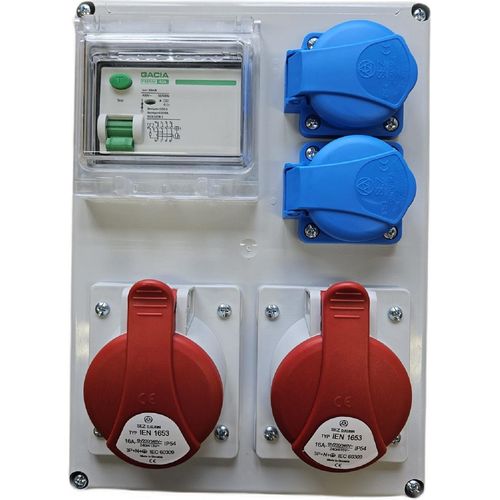 Wandverteiler CEE 2x16A 2x230V mit Sicherungen FI ROS-I1601A/S 99V-2