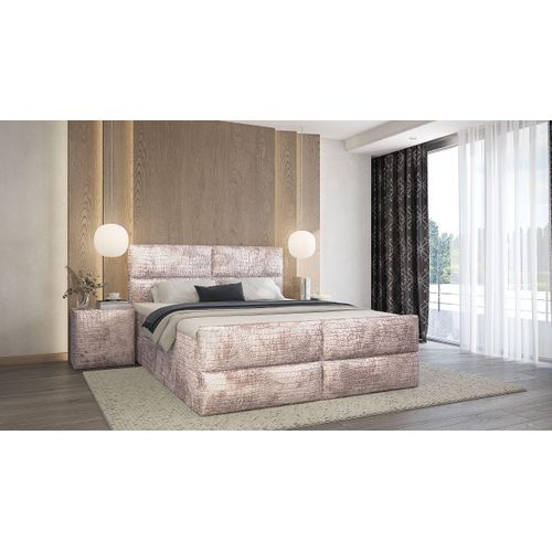 SALES LEADER Boxspringbett CROCCO 160x200 cm Polsterbett mit zwei Bettkästen, Komplett-Set mit Matratze und Topper (4cm), Exotisch, Bett Stoff CROCO 107