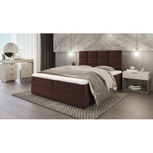 SALES LEADER Boxspringbett DENVER 200x200 cm Polsterbett mit zwei Bettkästen, Komplett-Set mit Matratze und Topper (4cm), Braun, Bett Stoff JASMINE 29