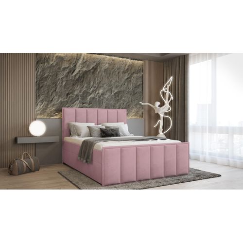 SALES LEADER Boxspringbett PARIS 180x200 cm Polsterbett mit zwei Bettkästen, Komplett-Set mit Matratze und Topper (4cm), Rosa, Bett Stoff JASMINE 62
