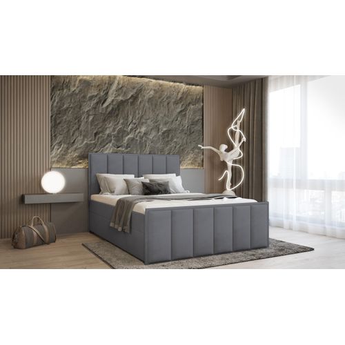SALES LEADER Boxspringbett PARIS 200x200 cm Polsterbett mit zwei Bettkästen, Komplett-Set mit Matratze und Topper (4cm), Graphit, Bett Stoff JASMINE 96