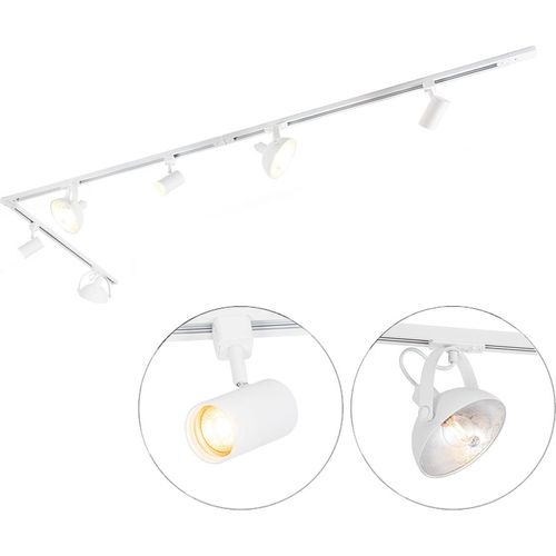 QAZQA - Modern 1-Phasiges Schienensystem I Spotlight I Deckenspot I Deckenstrahler I Strahler mit 6 verstellbaren weißen Spot I Spotlight I Deckenspot I Deckenstrahler I Strahler I Lampe I Leuchten -