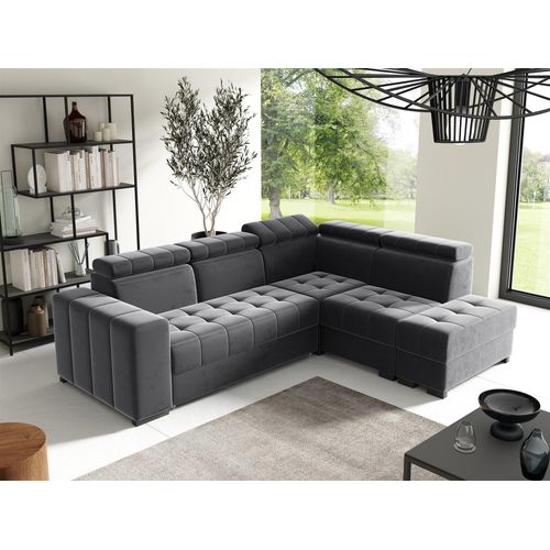 Ecksofa Schlafsofa Sofa CESENA Stoff Salvador Grafit Ottomane Rechts