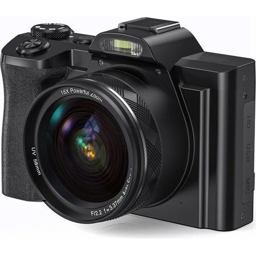 INF Digitalkamera 5K 48MP 16-fach Zoom 3,5-Zoll-Bildschirm, Autofokus, Anti-Shake Schwarz