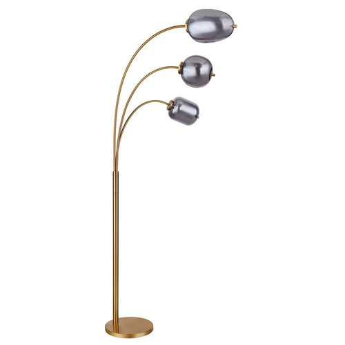 Stehlampe, Metall, Glas, messing, rauch, 3 Flammig, L 80cm